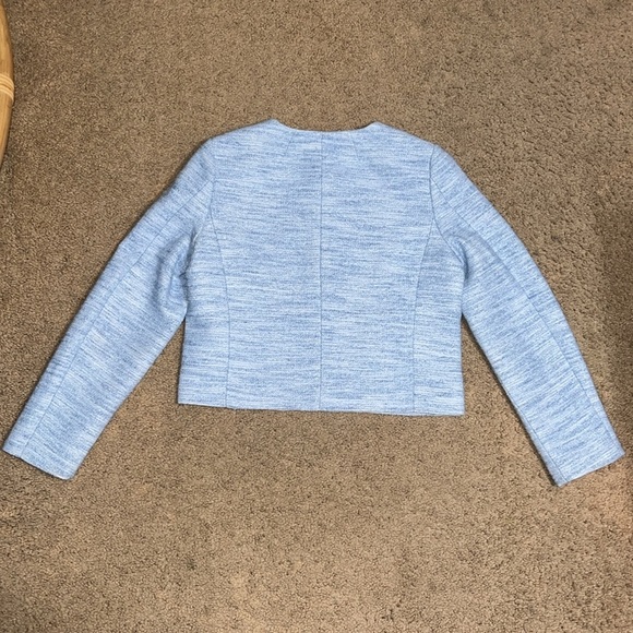 J. Crew Lady Blazer Jacket Cropped Gold Buttons Fresh Air Blue Linear Tweed 4 - Picture 6 of 9